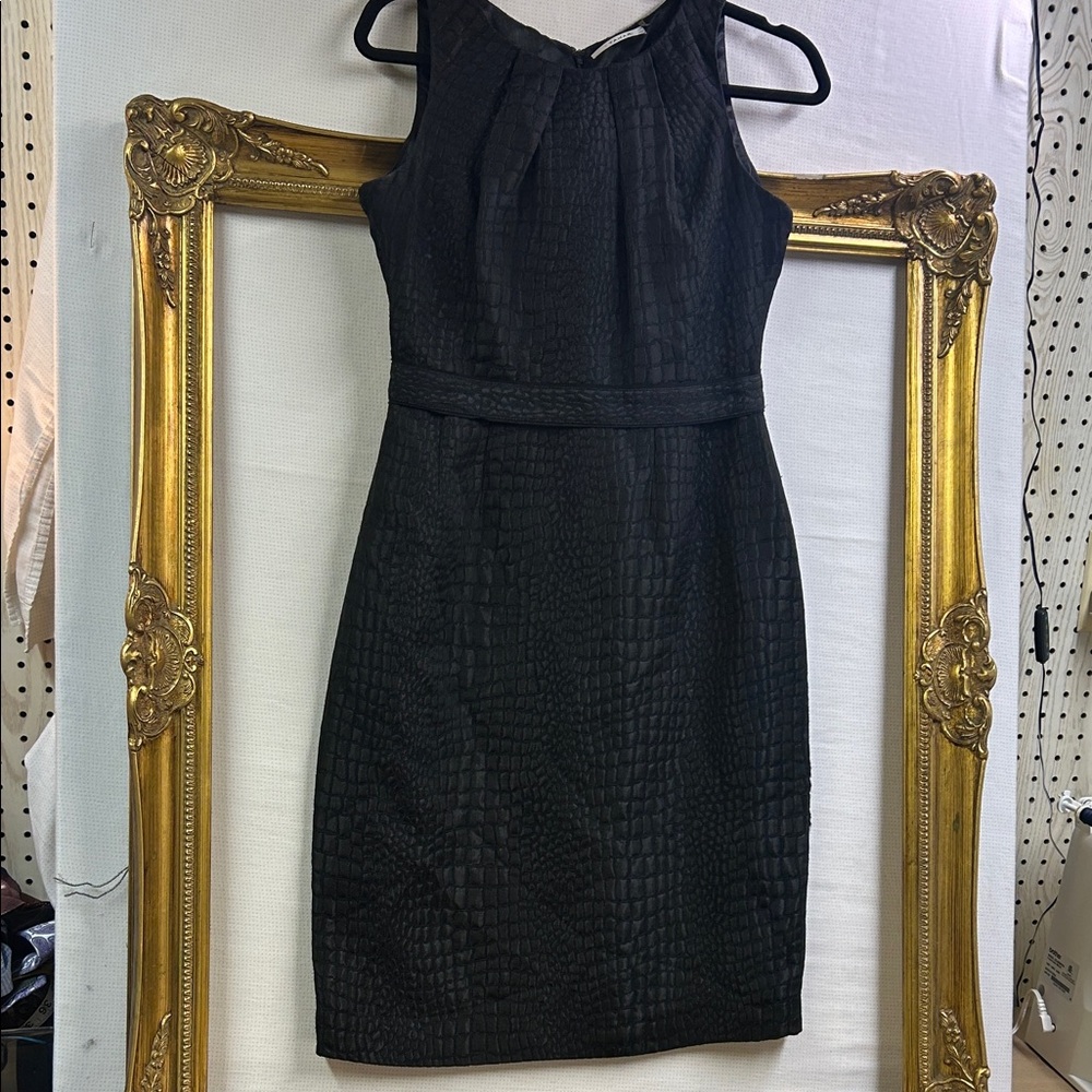 Tahari Black Textured Mini Dress